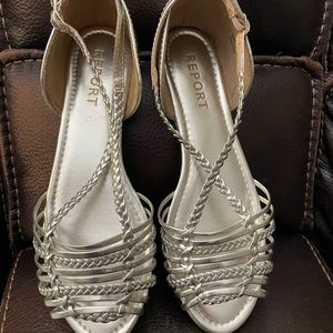 Report sweet strappy silver flat sandals